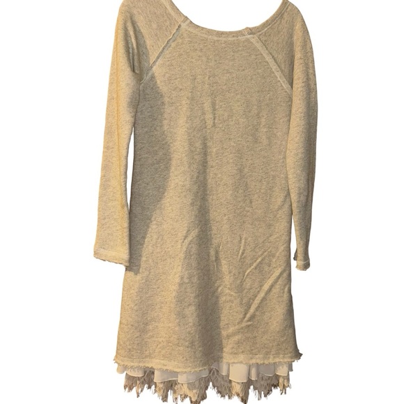 Sundance Best Friends Terry Dress Heather Gray tiered lace sweater size XS tunic - Picture 4 of 6